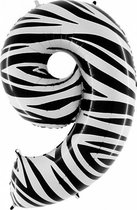 Cijfer 9 ballon zebra