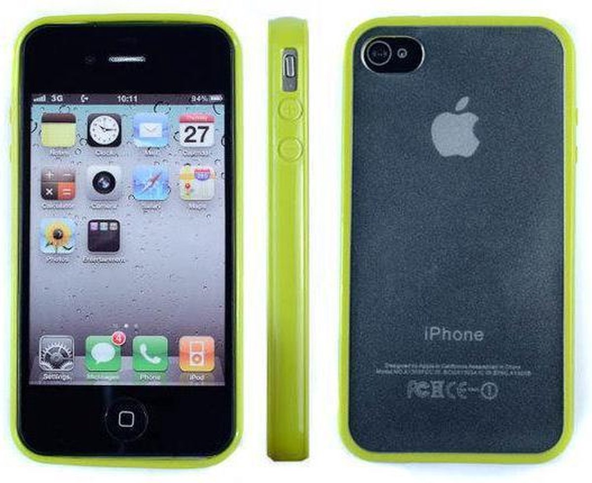 Hoesje Bumper case met achterkant Groen/Green voor Apple iPhone 4/4S