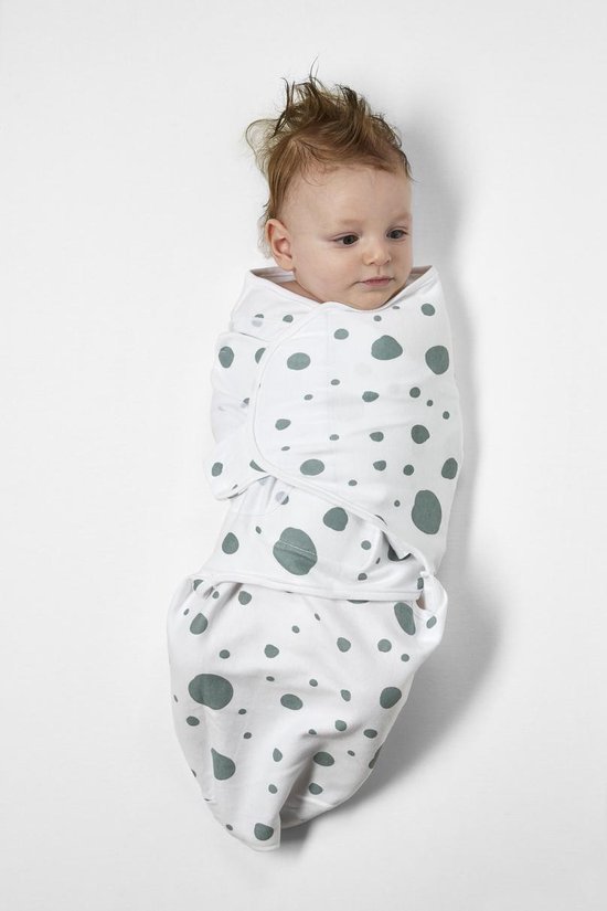 Meyco Baby Dots swaddlemeyco inbakerdoek - stone green - 4-6 maanden - Meyco