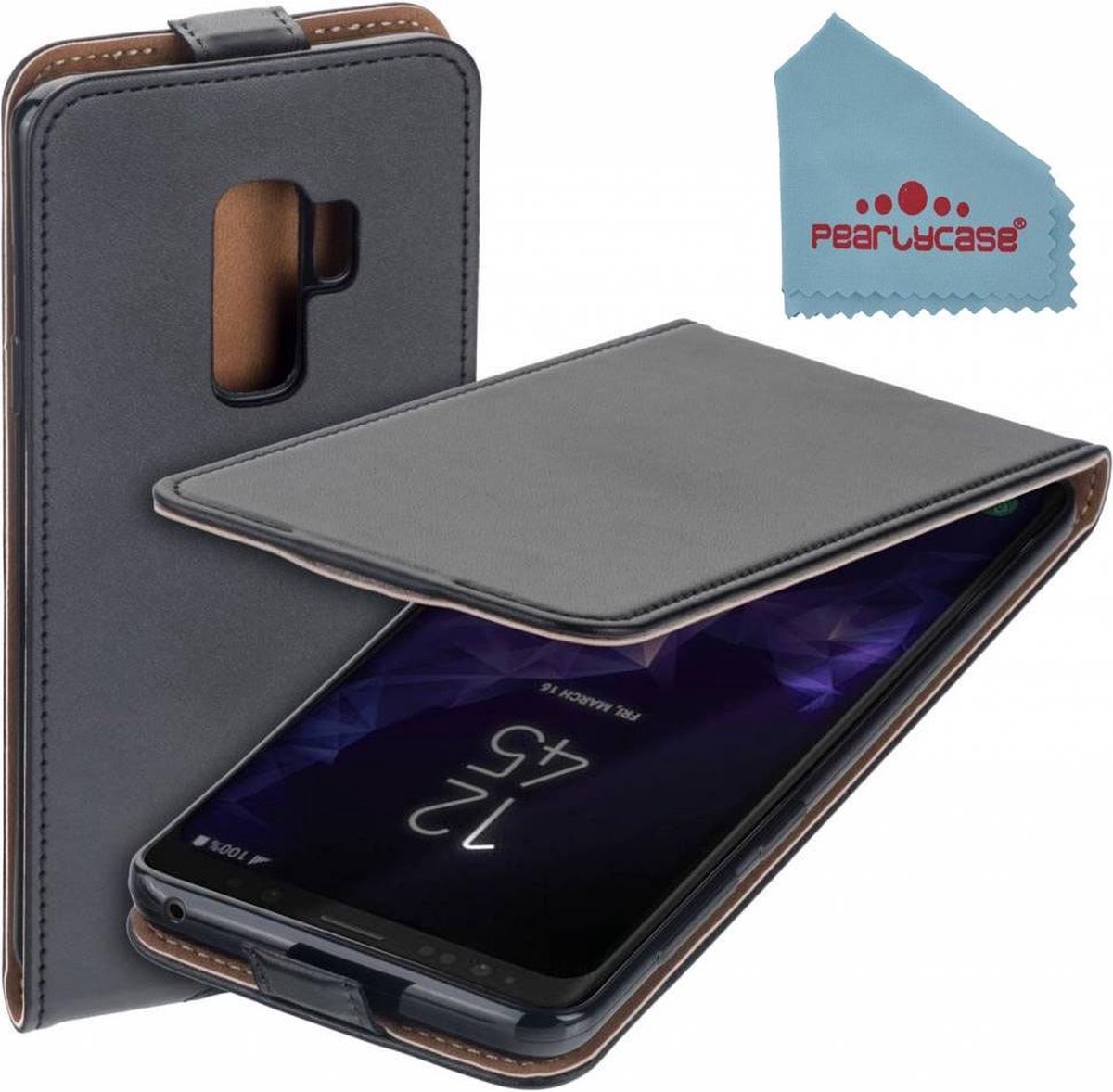Pearlycase® Flipcase Cover Zwart Hoesje voor Samsung Galaxy S9+