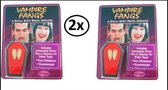 2x Vampier tanden 2 stuks in kistje
