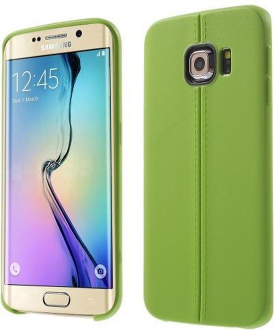 ontsnappen zwaartekracht Rennen Leather Grain Lines TPU Case Samsung Galaxy S6 Edge groen | bol.com