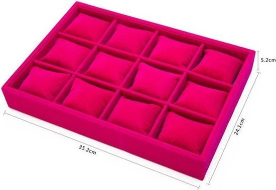 zaterdag zonsopkomst wimper Sieraden display 12 vakjes roze fluweel ©Pippashop | bol.com