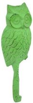 Kapstokhaak Uil - gietijzer - groen - 22 cm - LeuksteWinkeltje