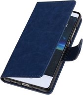 Hoesje Geschikt voor Huawei P9 Lite mini - Portemonnee hoesje wallet case Donker Blauw