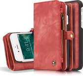 CaseMe - iPhone 7 - Luxe Portemonnee Hoesje met uitneembare backcover - Rood