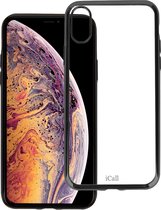 Hoesje voor iPhone Xs / X Transparant Soft TPU Gel Siliconen Case iCall - Zwart
