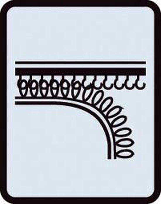Pictogram van een schuurzool die de hoek van een muur schuurt.