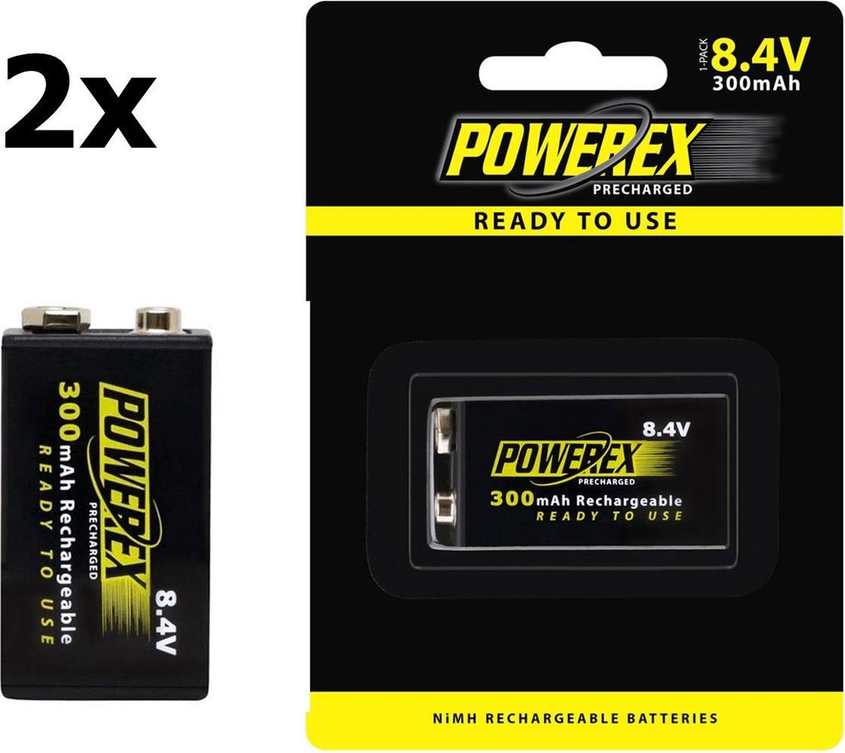 2 stuks - Powerex Precharged 8.4V 300mAh oplaadbaar