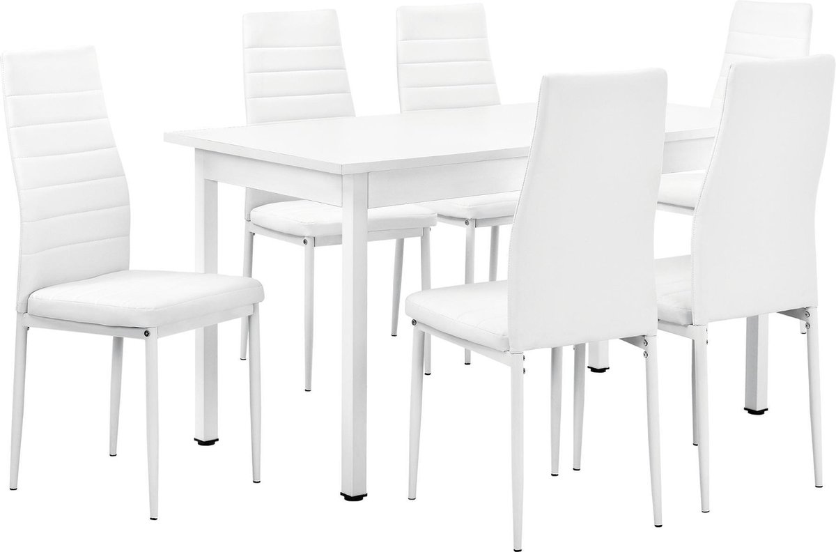 [en.casa]® Eetkamerset Turku wit - 7-delig