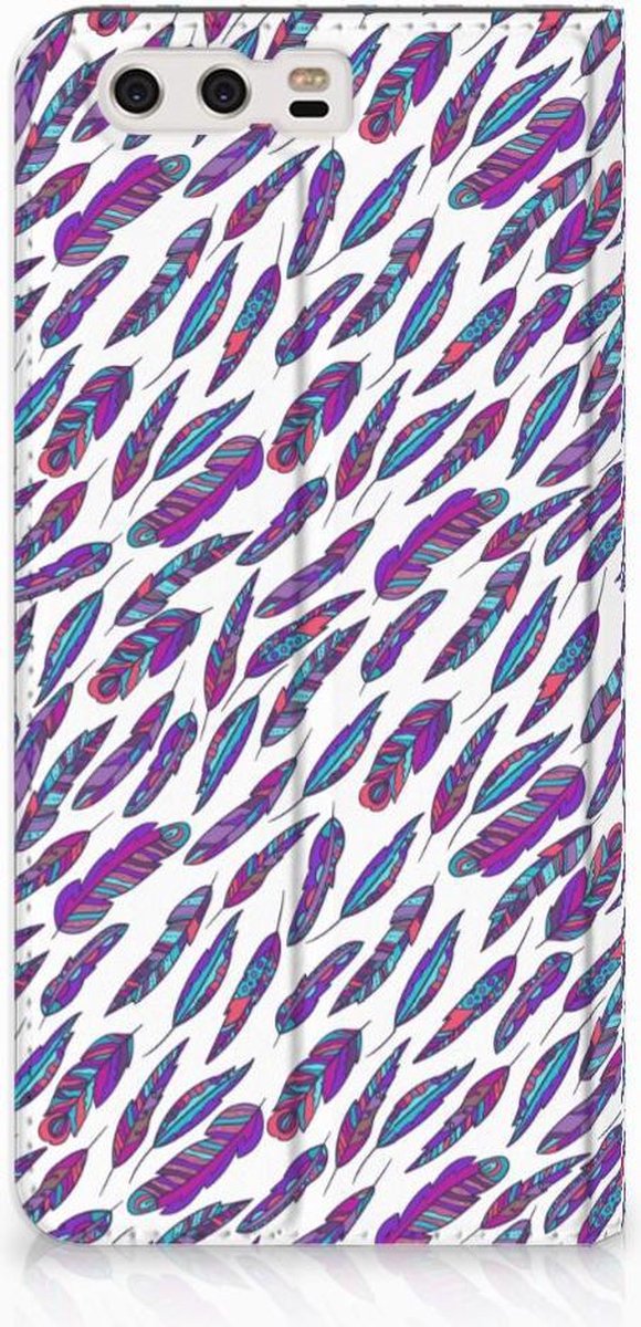 Huawei P10 Plus Hoesje met Magneet Feathers Color