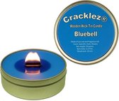 Cracklez® Knetter Houten Lont Geurkaars in blik Bluebell. Bos Hyacinth Geur. Blauw.