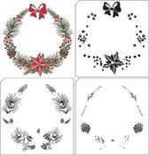 LCS005 Nellie Snellen clearstamp - Christmas wreath - layered stamp - laagjes stempel - kerst krans conifeer takjes en besjes