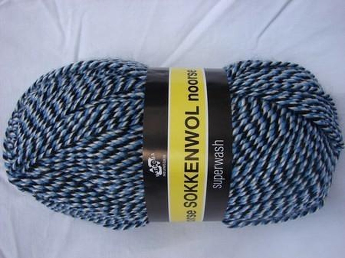 Scheepjes Noorse Wol Markoma 100g - 6846 Blauw/Beige/Zwart