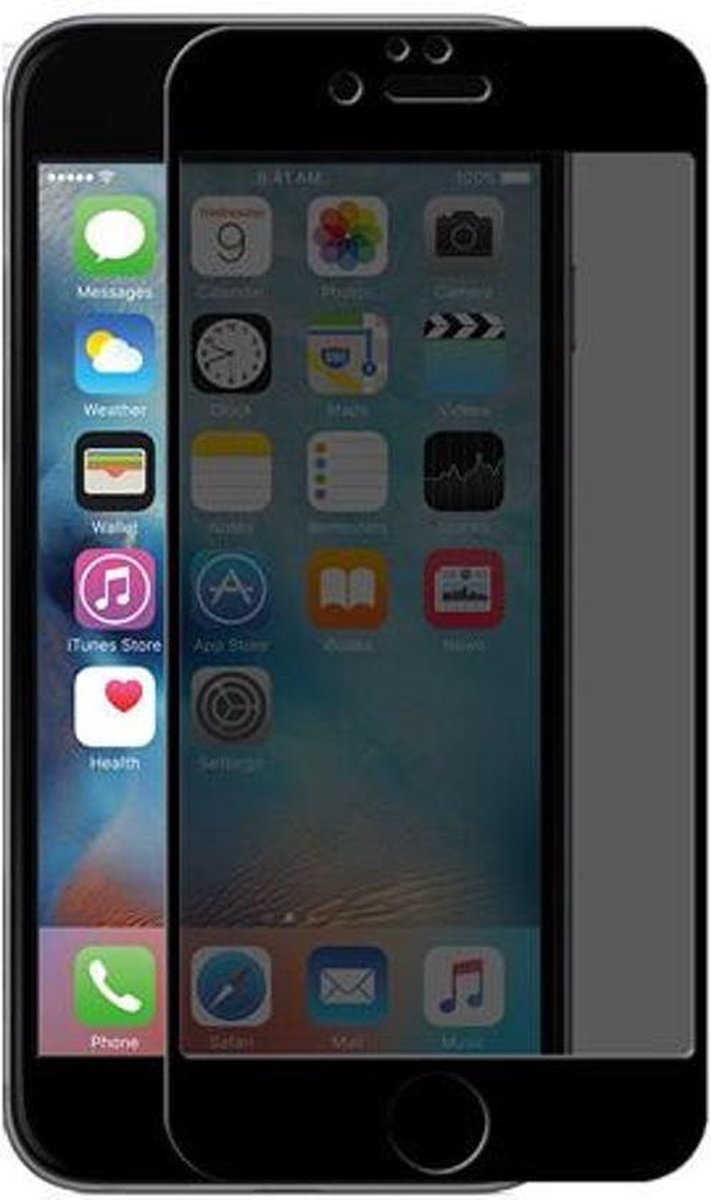 Privacy Full Screen Protector 9H Tempered Glass (0.26mm) voor Apple iPhone 7 Plus / 8 Plus - Zwart