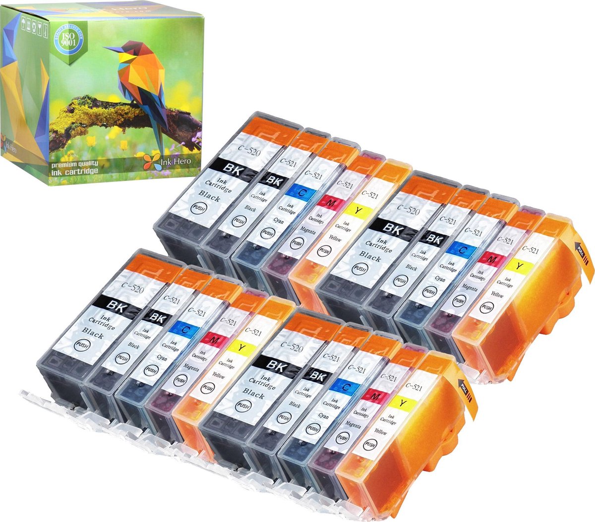 Ink Hero - 20 Pack - Inktcartridge / Alternatief voor de Canon CLI-521, PGI-520, PIXMA iP3600, iP4600, iP4600x, iP4700, MP540, MP540x, MP550, MP560, MP620, MP620B, MP630, MP640, MX870