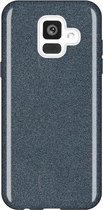 HB Hoesje Geschikt voor Samsung Galaxy A6 2018 - Glitter Back Cover - Zwart