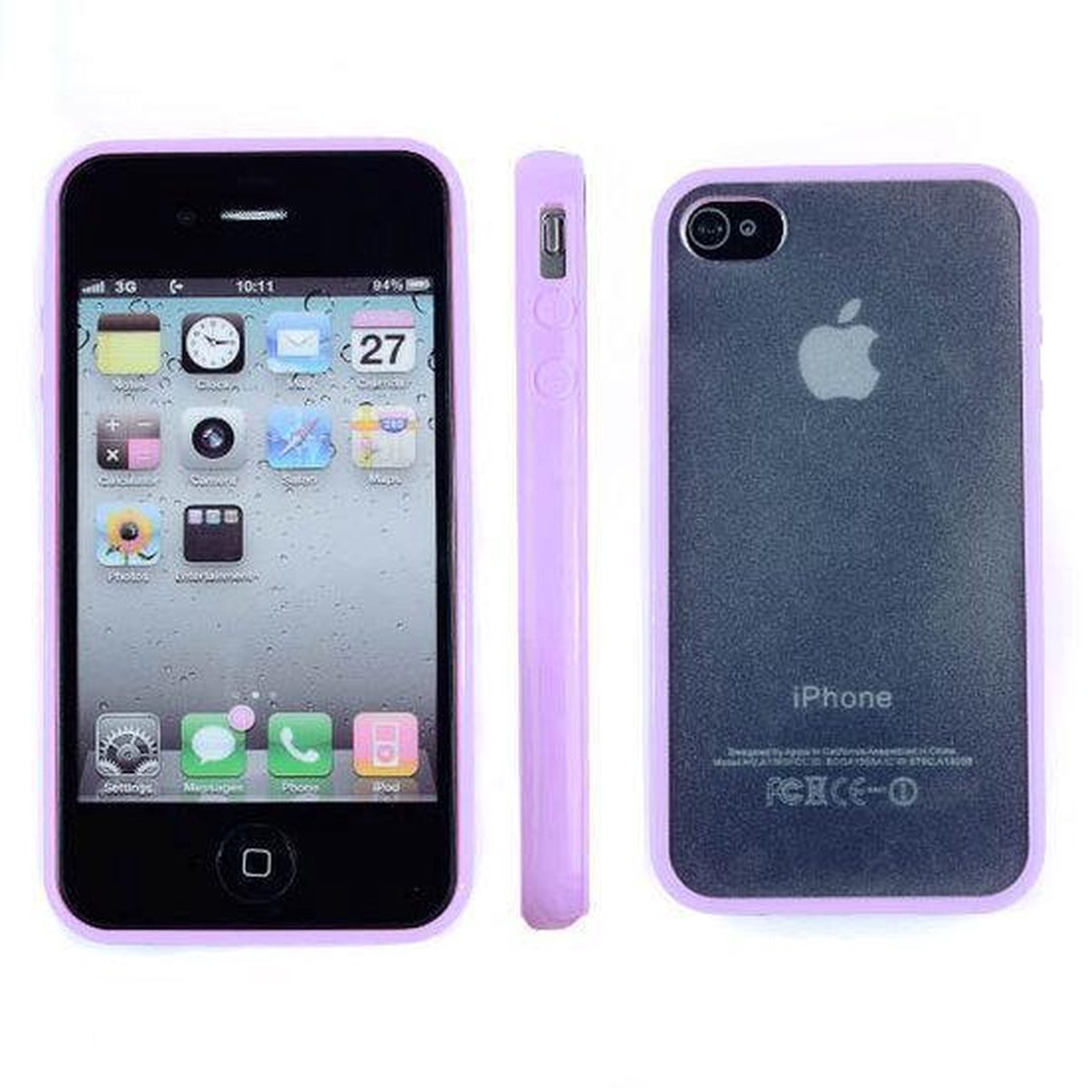Hoesje Bumper case met achterkant Purple/Paars Lila voor Apple iPhone 4/4S