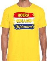 Hoera geslaagd gefeliciteerd t-shirt geel heren M