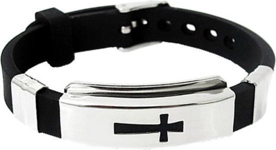 Fako Bijoux® - Armband - RVS Siliconen - Kruis