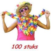 Vrolijk gekleurde Hawaii kransen 100 stuks / Hawai tropical krans festival thema feest