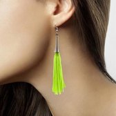 Kwastjes oorbellen neon groen