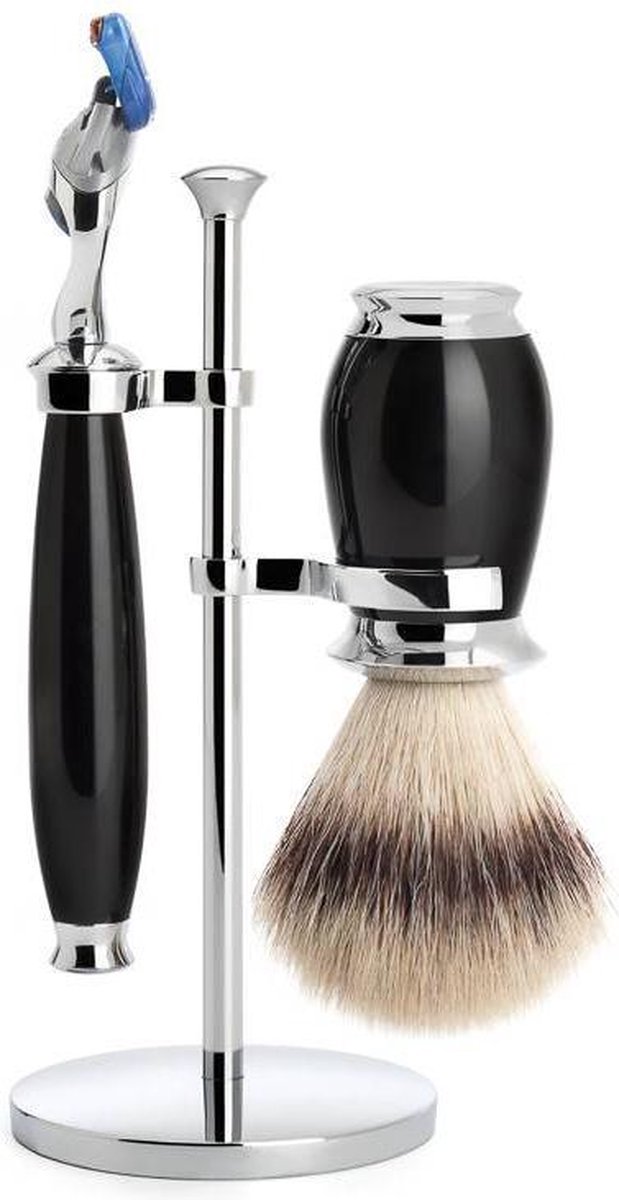 MÜHLE -Scheerset -Fusion -Silvertip Fibre (Syntetisch) -Purist -Zwart