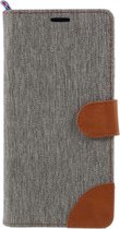 Shop4 - iPhone Xr Hoesje - Wallet Case Dutch Design Denim en Leer Grijs