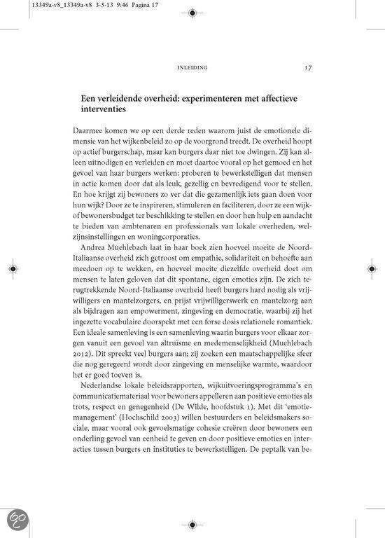 Paginainhoudsopgave met de titel "INLEIDING" en een tekst over het experimenteren met affectieve interventies in de wijk.