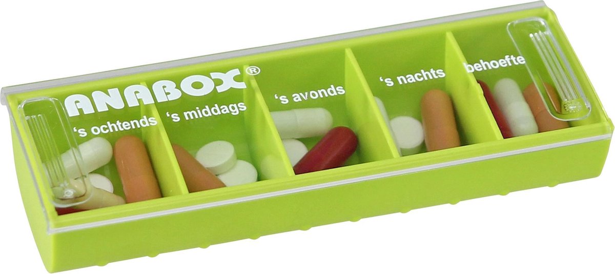 Anabox® Dagdoseerdoos Groen - Pillendoos - Medicijndoos - Medicijndoos.nl