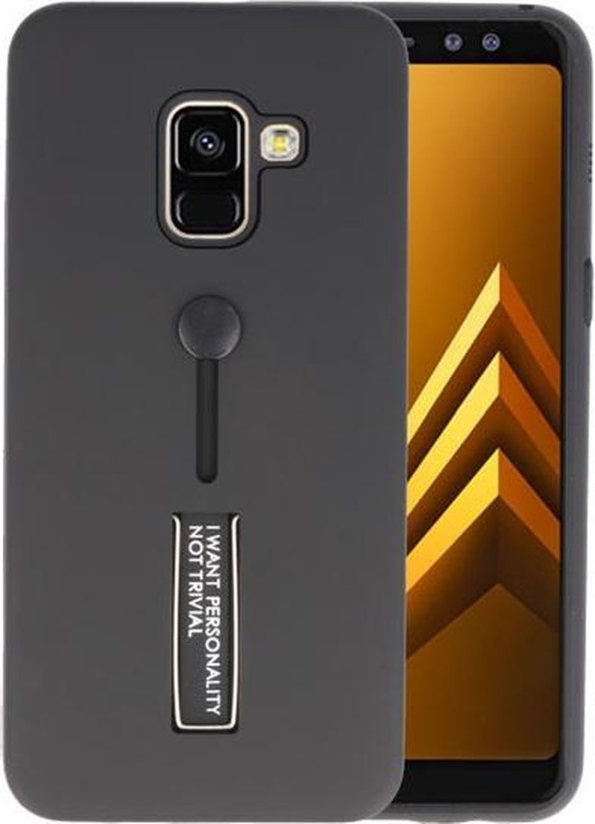 Zwart Stand Case hoesje voor Samsung Galaxy A8 2018