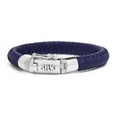 SILK Jewellery - Zilveren Armband - Arch - 326BBU.19 - blauw/zwart leer - Maat 19