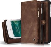 CaseMe - iPhone 7 Plus - Luxe Portemonnee Hoesje met uitneembare backcover - Bruin