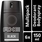 Axe Black For Men - 6 x 150 ml - Deodorant Spray - Voordeelverpakking