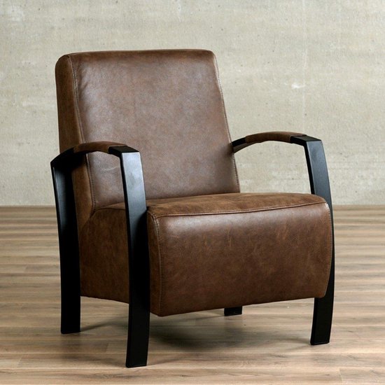 Kreek Traditie bord Leren fauteuil glory, bruin leer, bruine stoel | bol.com
