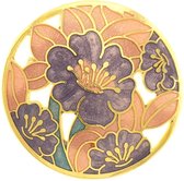 Behave® Broche met bloemen paars bruin - emaille sierspeld -  sjaalspeld
