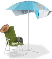 Relaxdays strandtent parasol - 2 in 1 strandparasol - zonnebescherming - windbescherming