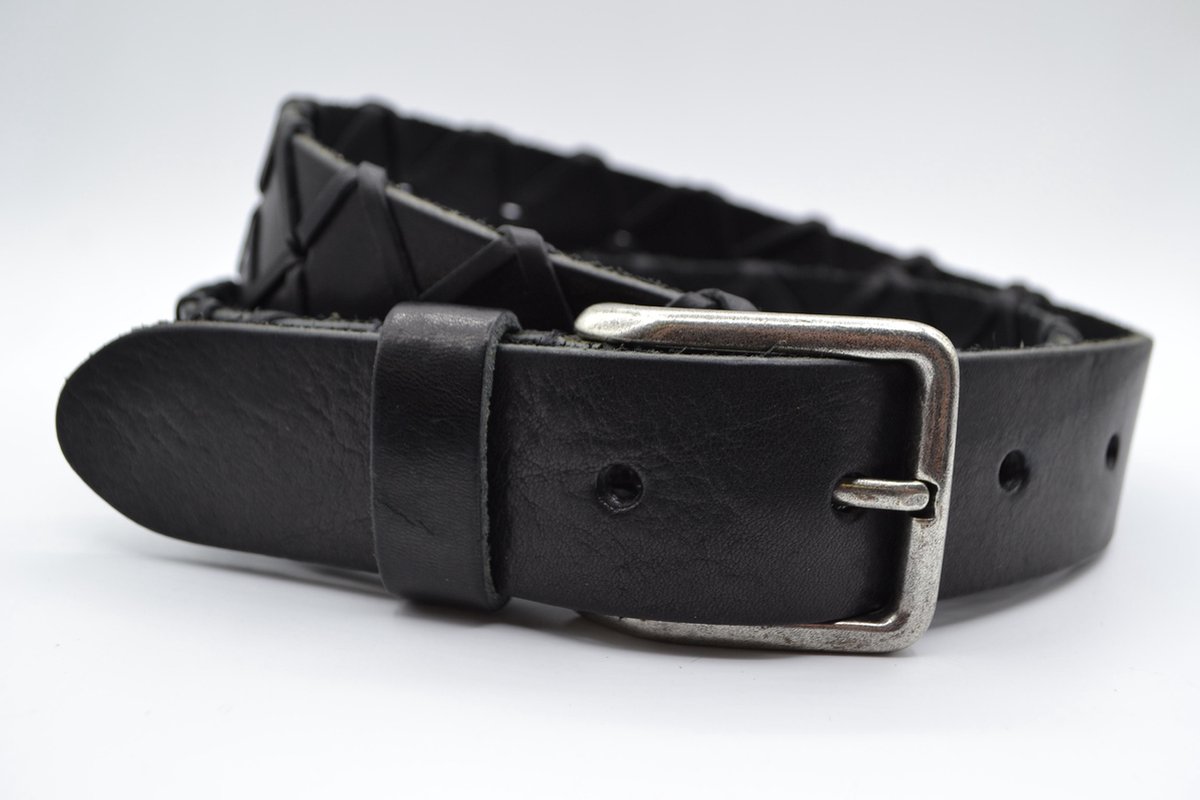 Heren riem - Speciale zwart 3.5cm brede herenriem - van €69,95 voor €29,95 - compleet met kruisvlecht maat 95