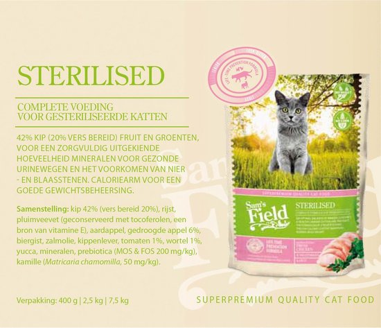 Sam's Field Cat Sterilised - Kattenvoer - 7.5 kg