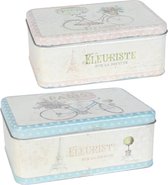 Retro blikken set - Trommel - Bewaarblik - Koekblik - 2 stuks
