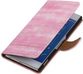Sony Xperia Z4/Z3+ Bookstyle Wallet Hoesje Mini Slang Roze - Cover Case Hoes