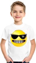 Smiley/ emoticon t-shirt stoer wit kinderen XS (110-116)