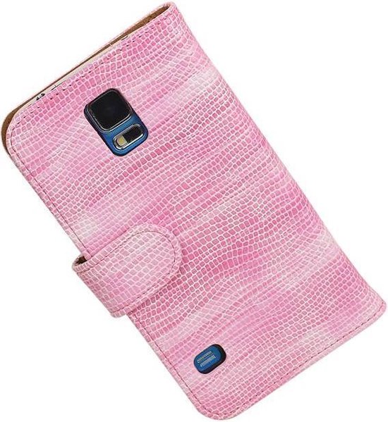 Etui Portefeuille Bookstyle pour Samsung Galaxy S5 Mini Snake Pink - Housse Etui
