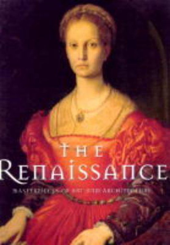Boekomslag met de titel 'THE RENAISSANCE' en een schilderij van een vrouw in een rode jurk.