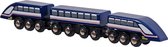 Mentari - Voie ferrée en bois Train à grande vitesse en 3 parties bleu (universel) - Train en bois