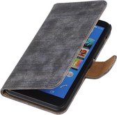 Sony Xperia E4 Bookstyle Wallet Hoesje Mini Slang Grijs - Cover Case Hoes