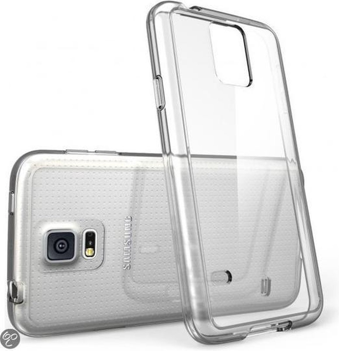 SMH Royal - voor Samsung S5 Transparant Ultra Dunne TPU Siliconen case Hoesje + Tempered Glass Screen Protector