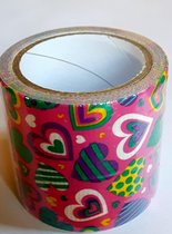 masking tape Roze met Hartjes S - decoratie washi papier tape - 48 mm x 4 m