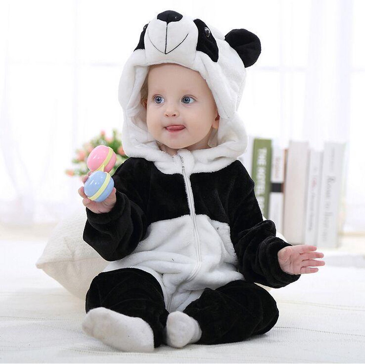 Panda baby romper / jumpsuit / onesie maat 70cm van zacht flanel | bol.com