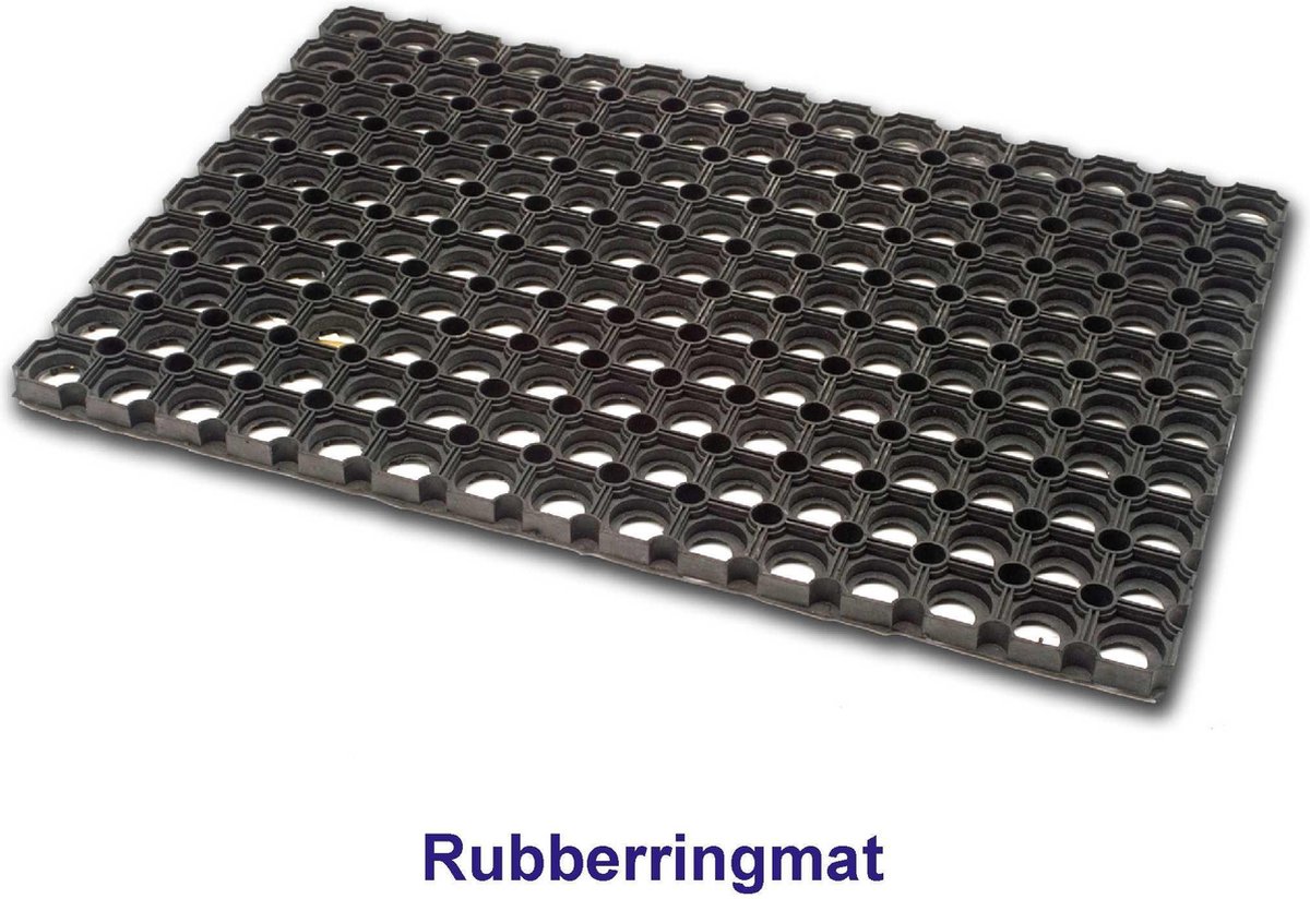 Intrada Nederland Rubberringmat 22 mm - 80 x 120 cm zwart